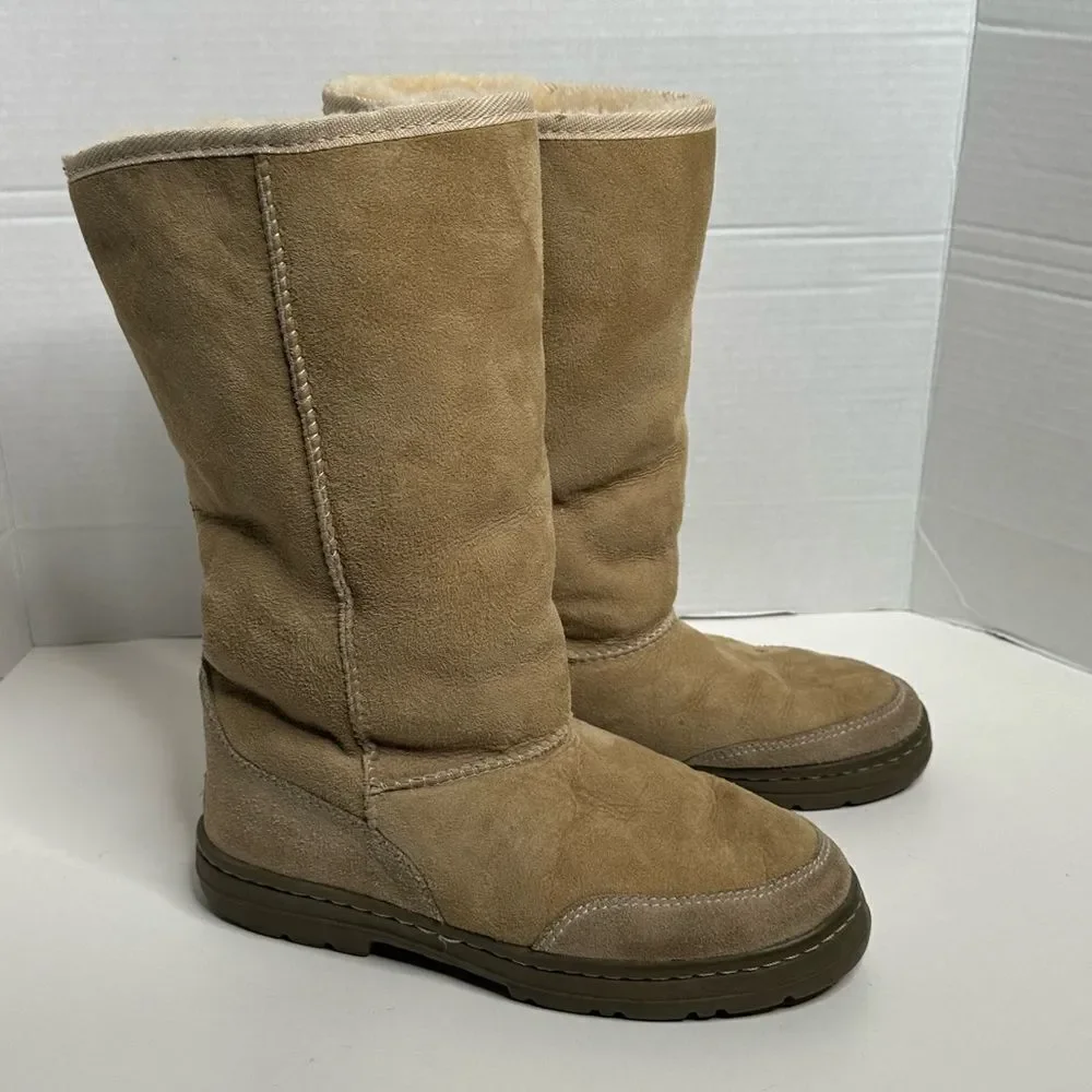 Ugg Ultra Tall Tan 5245 Shearling Boots‎ with Braid Detail size 8
